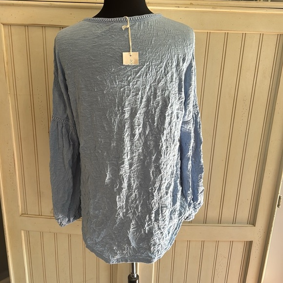 Sundance NWT Woman’s Crinkle Pullover Crochet Eyelet Long Sleeve Top - Picture 4 of 12